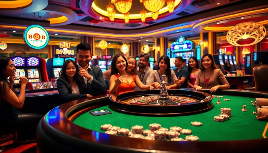 Players enjoying exciting games at BJ 88 casino, highlighting the thrilling atmosphere.